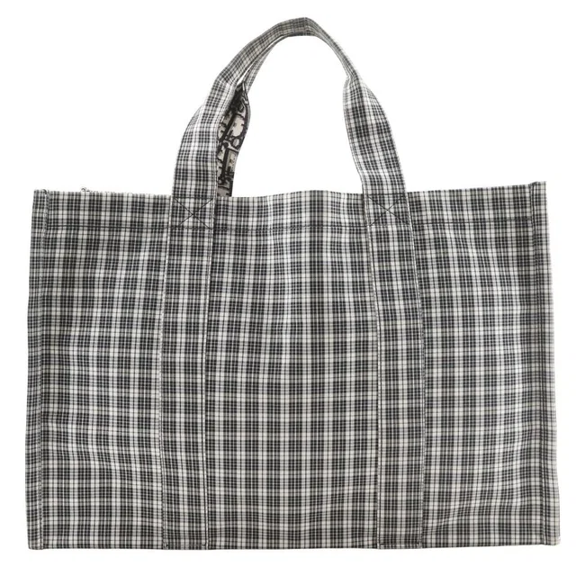 Dior Tote Bag Check Cotton Black White in Black from The Reluxe