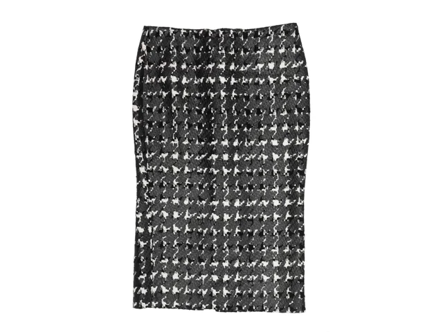 Black & White Alexander McQueen Fall/Winter 2009 Silk Houndstooth Skirt Size IT 38 in Black Silk from Designer Revival