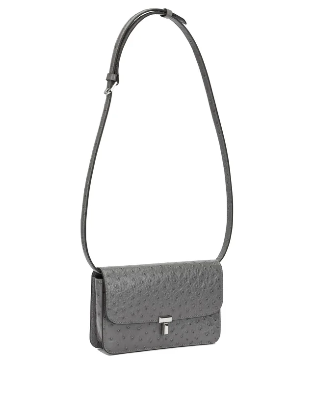 Toteme T-Lock ostrich-effect crossbody bag, photo 2 of 5 from SENSER