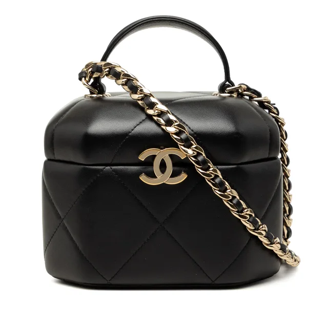 Black Chanel Quilted Lambskin Vendome Case Satchel in Black Lambskin from Designer Revival
