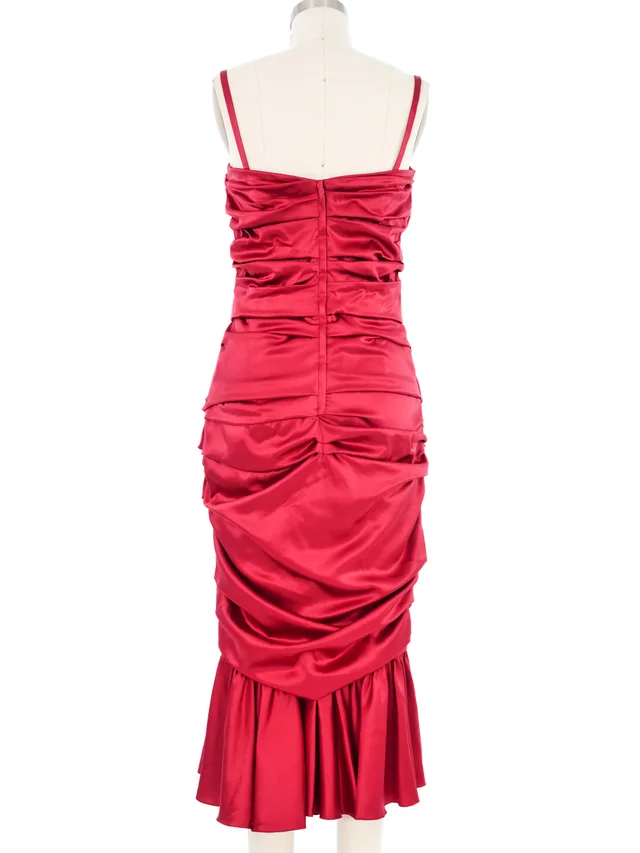 Dolce & Gabbana Ruched Rose Silk Bustier Dress in Pink Silk from Arcade Vintage, photo 2 of 2