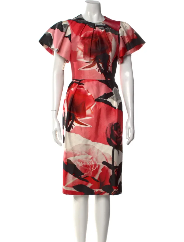 Alexander McQueen Wool Midi Length Dress in red Wool from The RealReal