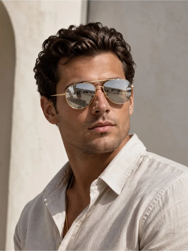 Versace Men's Aviator Sunglasses In Gold With Silver Mirrors in gray|gold|silver from Poshmark