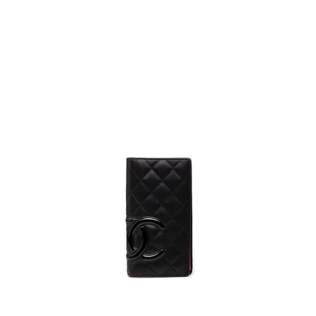 Black Chanel Quilted Lambskin Cambon Ligne Bifold Wallet Long Wallets in Black Lambskin from Designer Revival