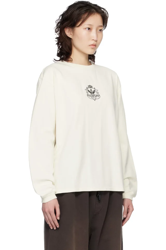 Rhude Off-White Grand Cru Crest LS T-shirt, photo 2 of 4 from SSENSE