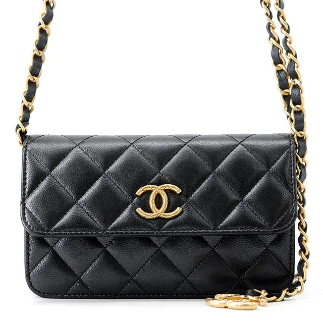 Chanel Fawn holder GunmetalAP3482 Caviar Leather Size 17 in Caviar leather from GALLERY RARE