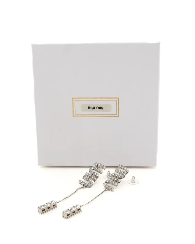 Miu Miu Dangling Rhinestone Earrings from A Retro Tale, photo 2 of 4