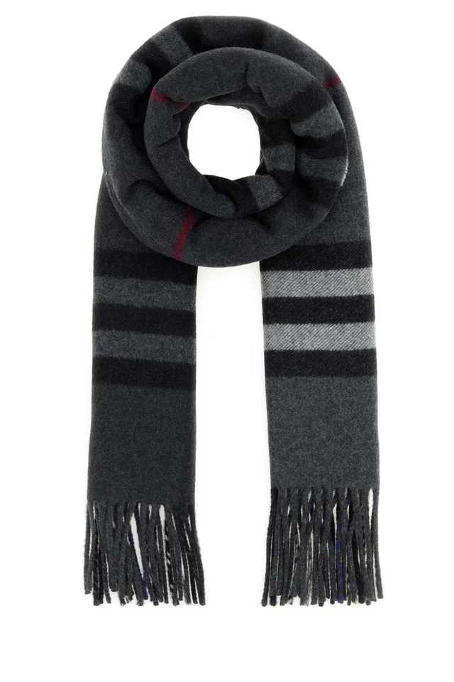 Burberry Double Scarf — Gray Exterior: Cashmere Scarfs in Grey Cashmere from HEWI