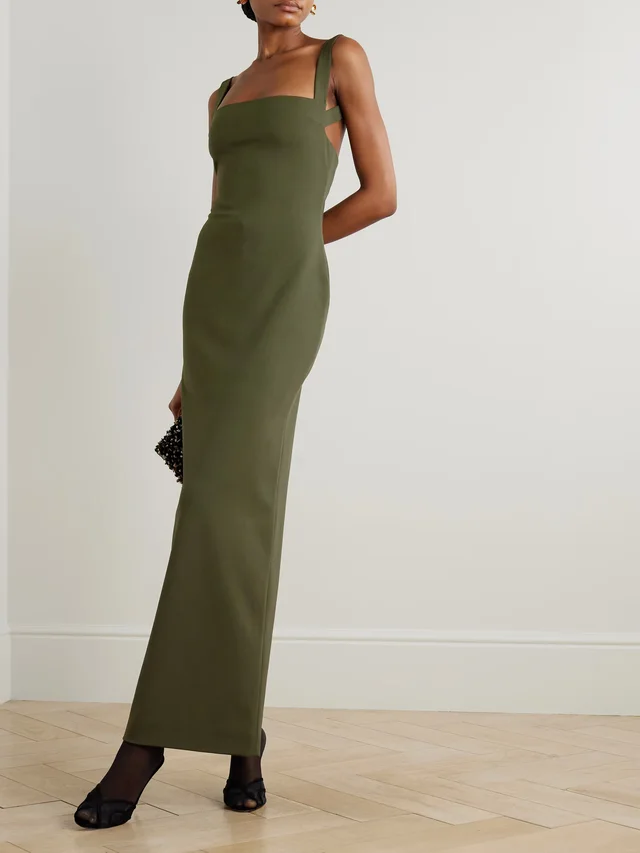 SOLACE LONDON Joni stretch-crepe maxi dress in Green, photo 2 of 2 from NET-A-PORTER (Canada)
