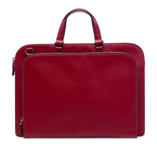 Red Prada Saffiano Business Bag in Red Saffiano leather from Designer Revival