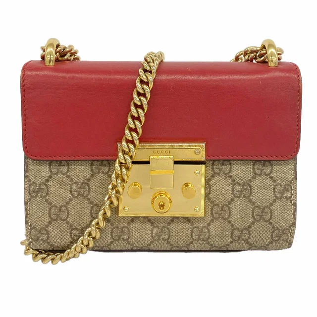 Gucci Shoulder Bag GG Supreme Red Brown Gold in Brown from The Reluxe