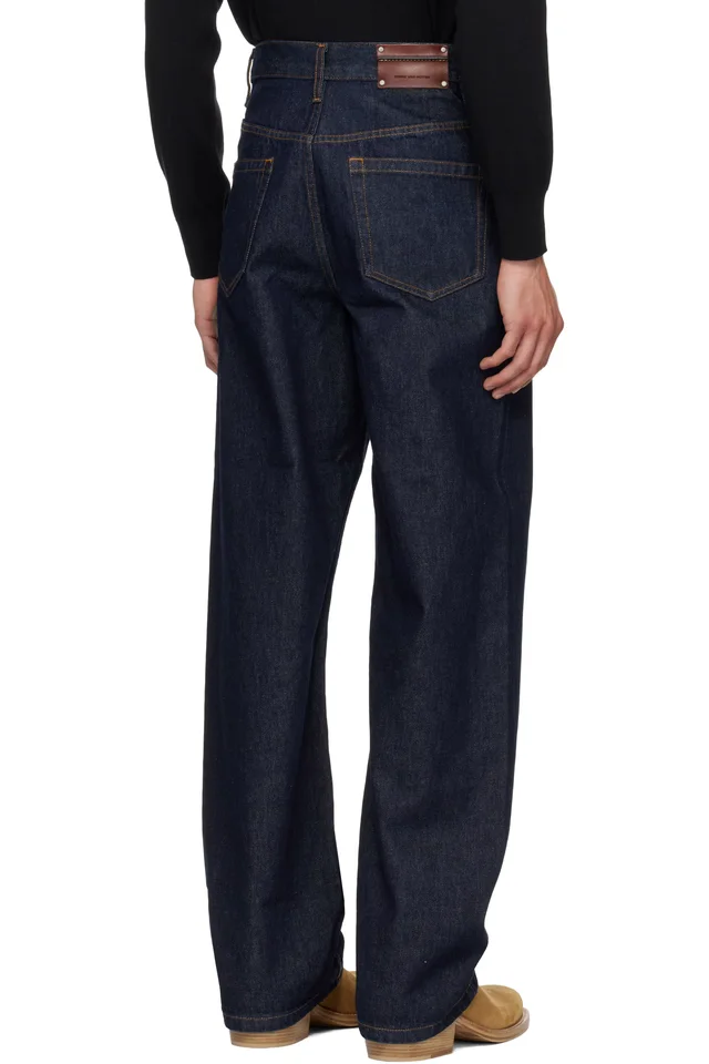 Dries Van Noten Navy Loose Fit Jeans, photo 3 of 4 from SSENSE
