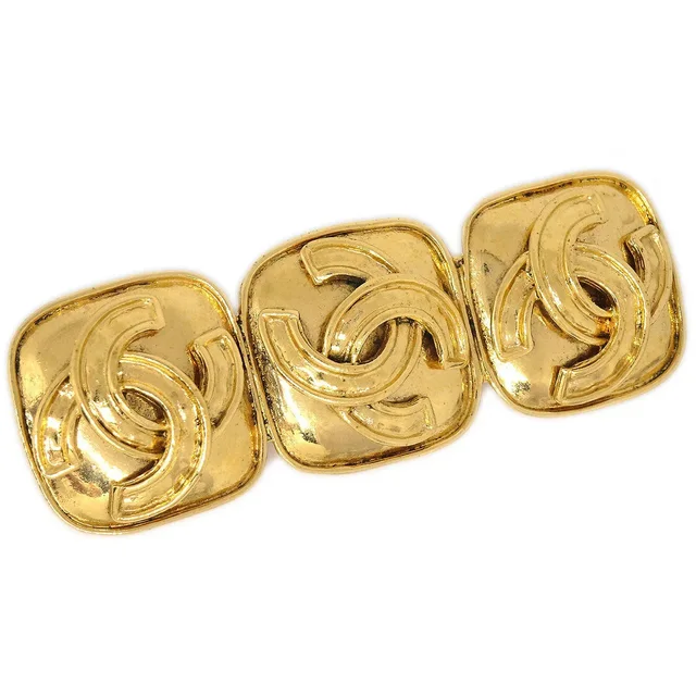 Chanel 1994 Triple CC Brooch Pin Gold in Gold from AMORE Vintage Tokyo