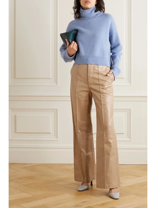 MARNI Pintucked leather wide-leg pants in Beige, photo 2 of 2 from NET-A-PORTER (Canada)