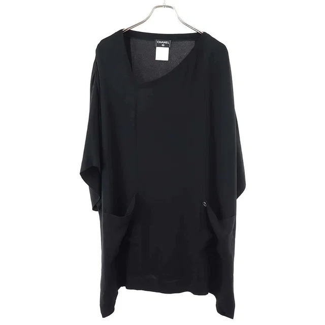 Chanel Pullover Silk Tunic Top Black 44 Sweater in Black Silk from The Reluxe