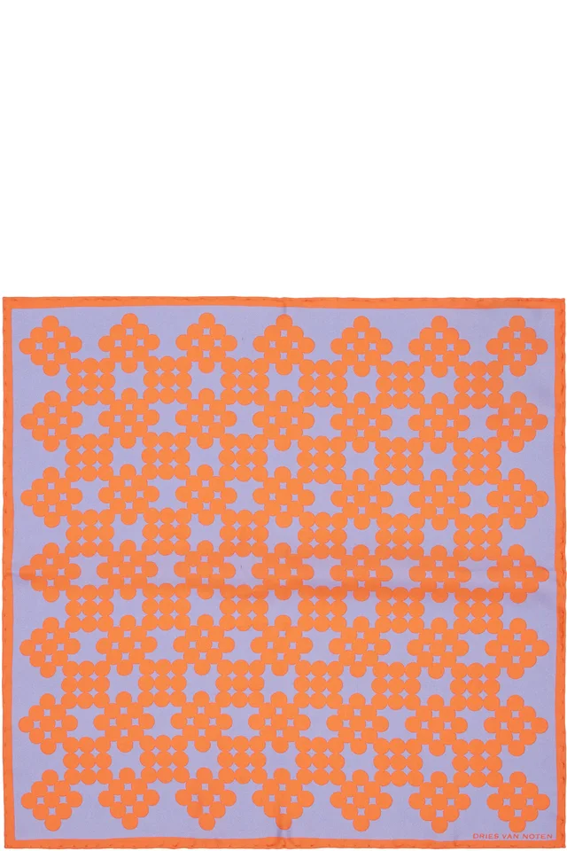 Dries Van Noten Orange & Blue Silk Pocket Square, image 1 of 1 from SSENSE