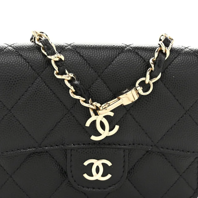 Chanel Caviar Quilted Mini Chain Belt Bag Black in Black Caviar leather from FASHIONPHILE, photo 9 of 11