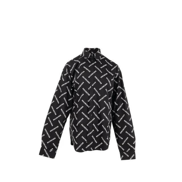 Balenciaga size 37 Diagonal Print Allover Shirt Cotton Black in Black from EMIER