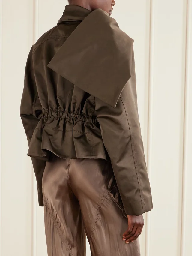RICK OWENS Cropped Scarf Flight satin-shell jacket - gray - One Size in Grey 100% Polyester, photo 3 of 4 from NET-A-PORTER (Canada)