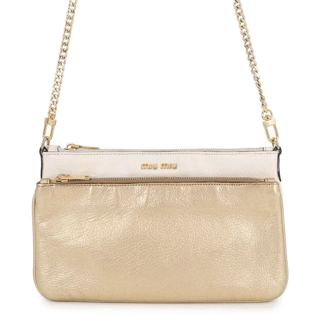 Miu Miu Miu Chain Shoulder Bag Logo Leather in Leather from The Reluxe