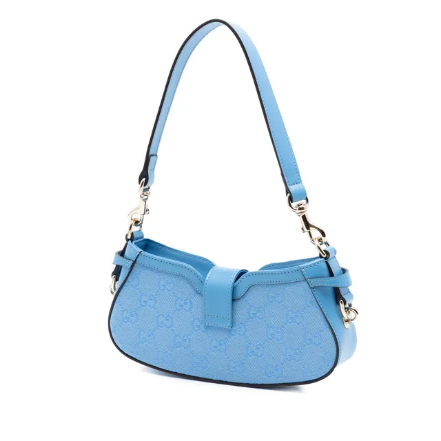 Blue Gucci Mini GG Canvas Moon Side Shoulder Bag in Blue Canvas from Designer Revival, photo 2 of 2
