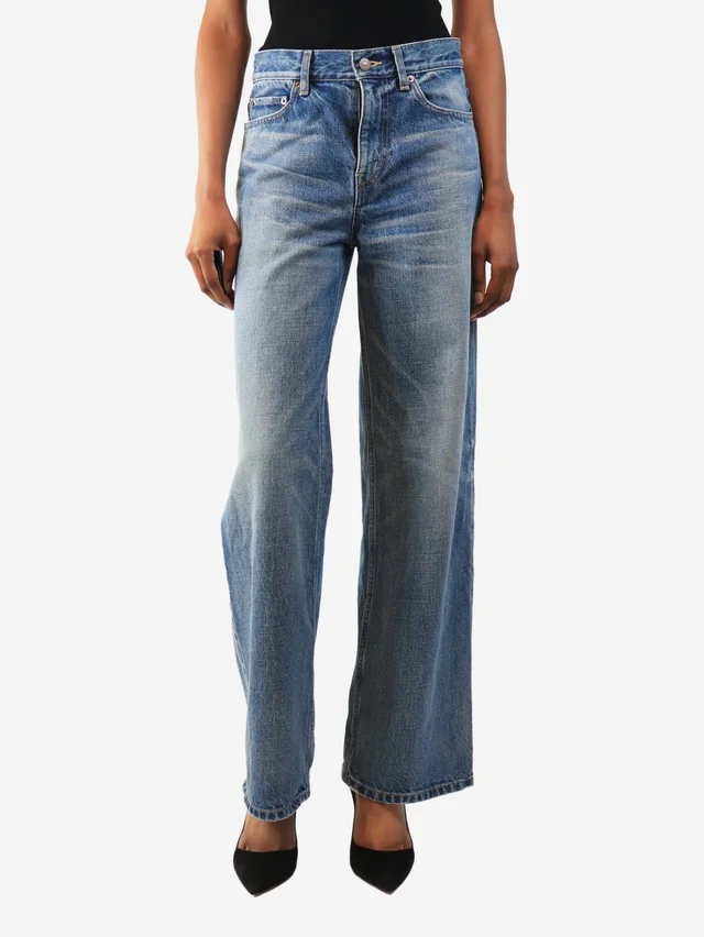 Dior Blue wide-leg jeans - size UK 8 in Blue from Sign of the Times
