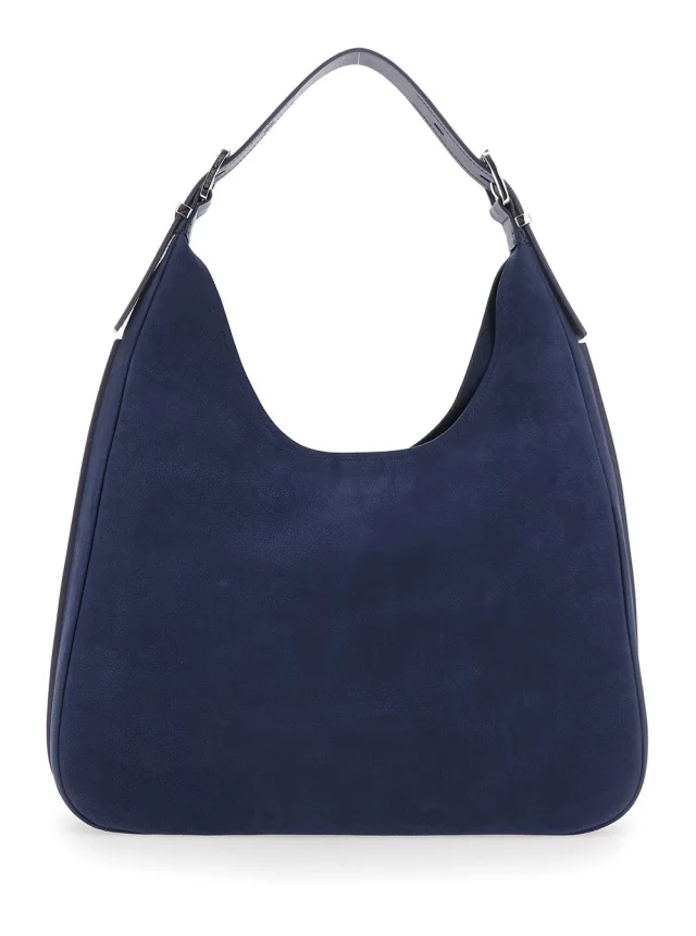 Michael michael kors 'Nolita Large' Blue Shoulder Bag with Logo Lettering on the Front in Suede Women in Blue 100% Cow Leather, photo 7 of 12 from Gaudenzi Boutique