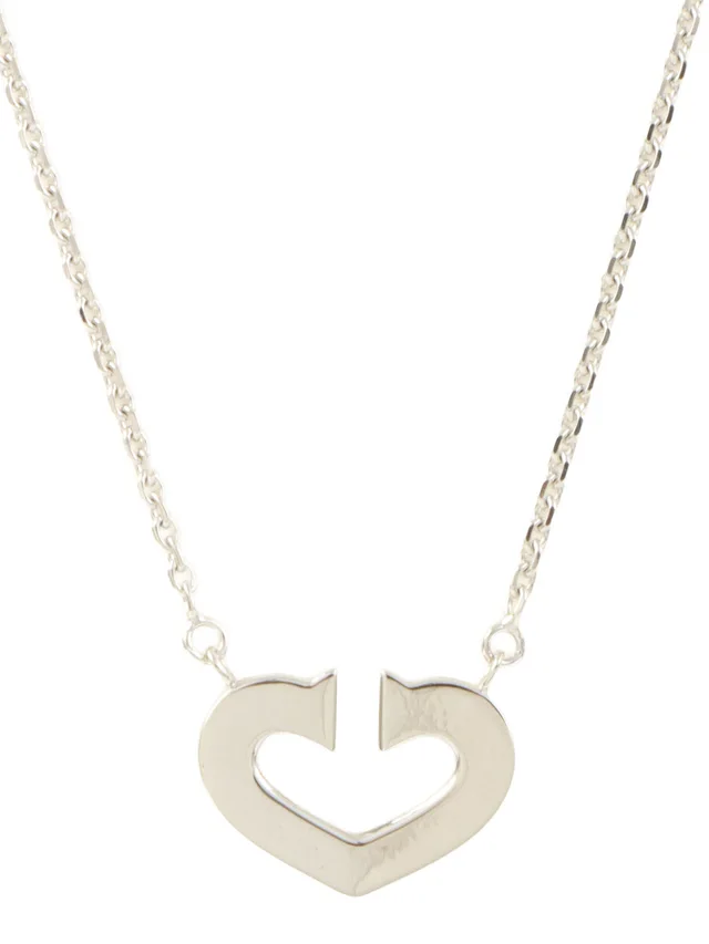 Cartier 18K C Heart Necklace Silver in Silver from VINTAGE QOO TOKYO