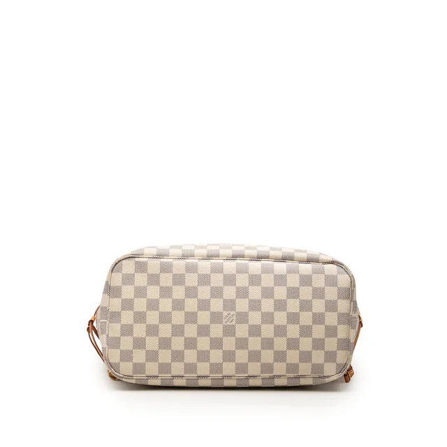 White Louis Vuitton Damier Azur Neverfull MM Tote Bag in White Canvas from Designer Revival, photo 2 of 2