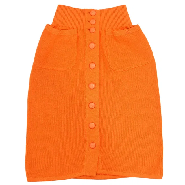 Chanel 1996 Button Up Skirt Orange #36 in Orange from AMORE Vintage Tokyo