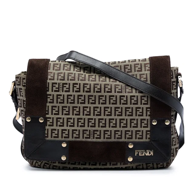 Beige Fendi Zucchino Canvas Messenger Bag in Beige Canvas from Designer Revival
