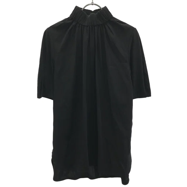 Celine by Phoebe Philo High Neck Silk Gathered Blouse Top 2 Black 38 in Black Silk from The Reluxe