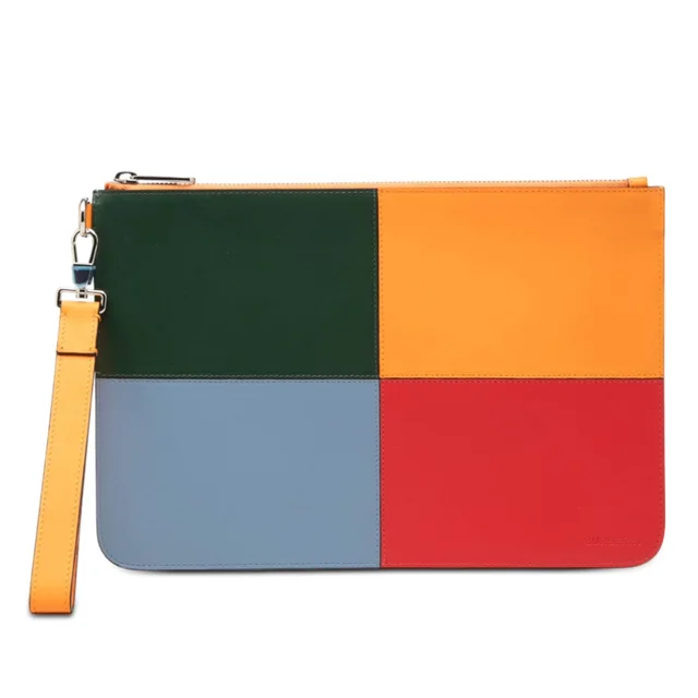 Multi Burberry Leather Colorblock Clutch in Leather from Designer Revival