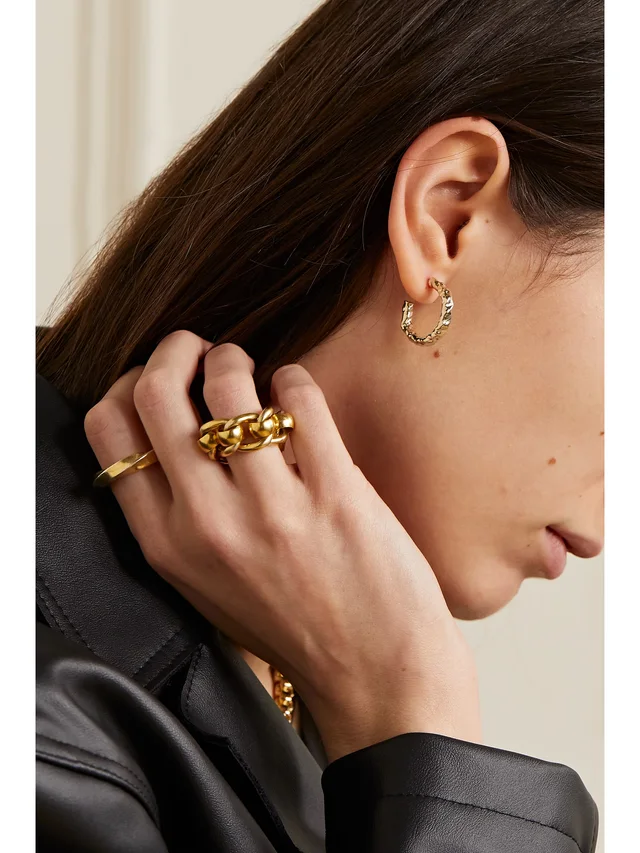 JENNIFER FISHER Hailey gold-plated hoop earrings in Metallic, photo 2 of 2 from NET-A-PORTER (Canada)