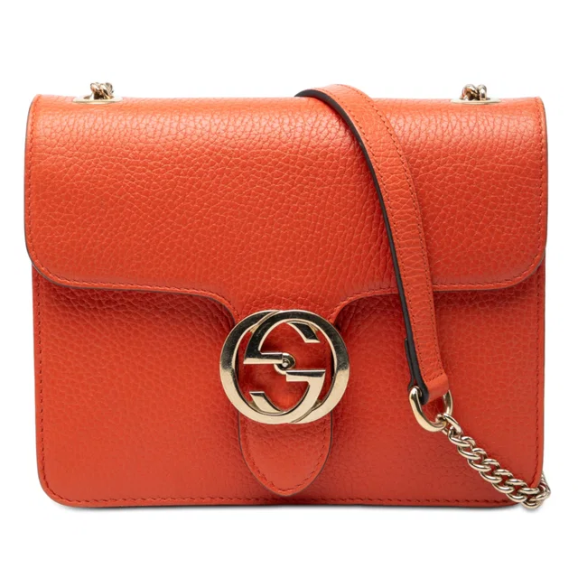 Orange Gucci Small Dollar Calfskin Interlocking G Crossbody in Orange Calfskin from Designer Revival