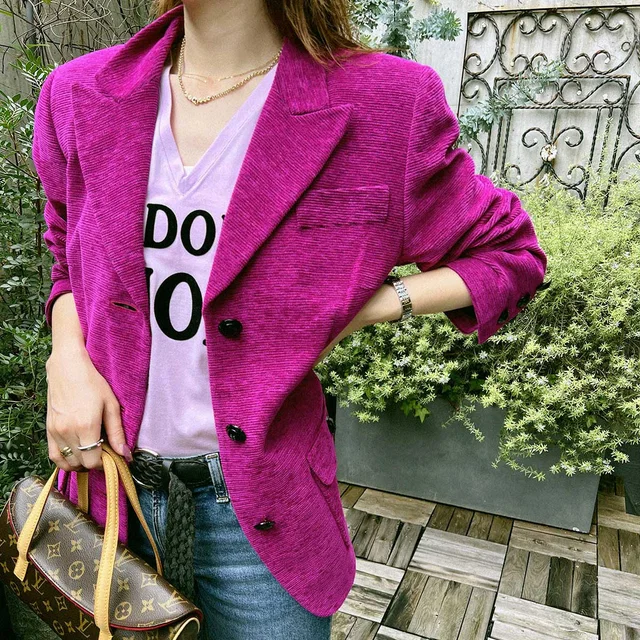 Givenchy Logo Button Jacket #42 Dahlia Purple in Purple Nylon from VINTAGE QOO TOKYO