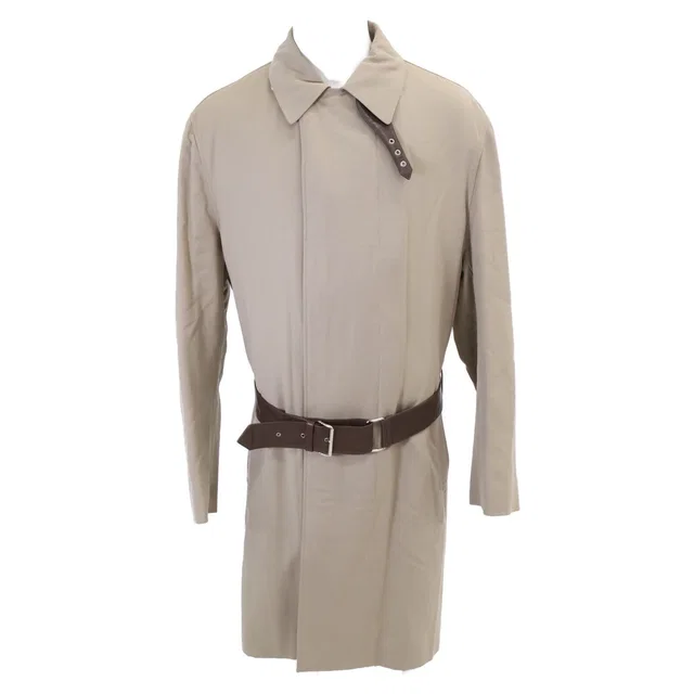 Hermès Leather with Belt Trench 50 in Wool from The Reluxe