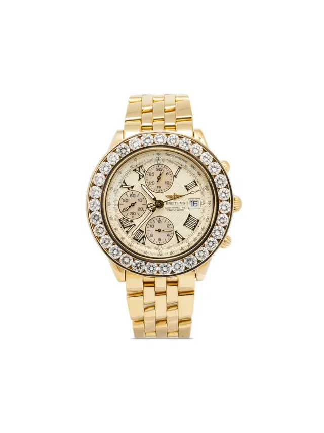 Breitling pre-owned Crosswind Chronograph 46mm - unisex - 18kt Yellow Gold/Sapphire Glass/Diamond in yellow from Farfetch