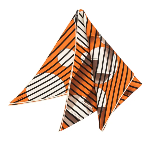 Orange Hermès Triangular H Au Galop Silk Scarf Scarves in Orange Silk from Designer Revival