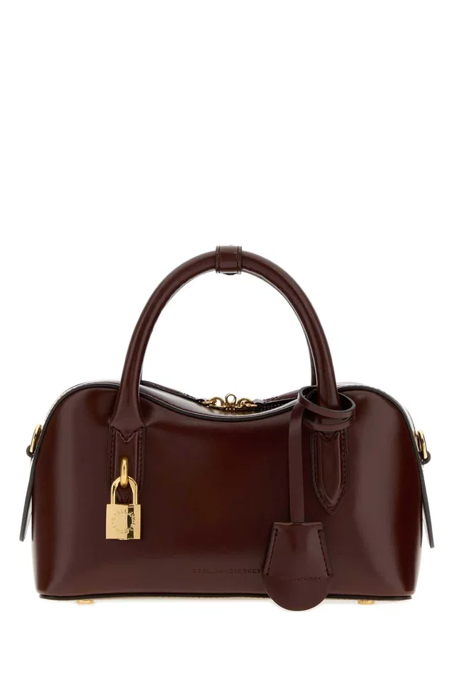 Stella McCartney Polished Leather Top Handle Bag — Brown in Brown Leather from HEWI