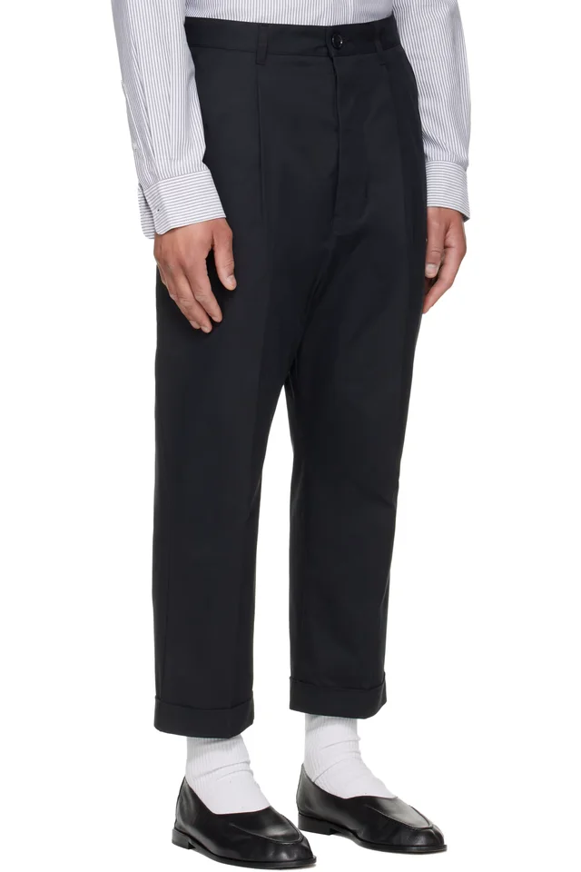 AMI Paris Black Cotton Carrot Oversized Trousers, photo 2 of 4 from SSENSE