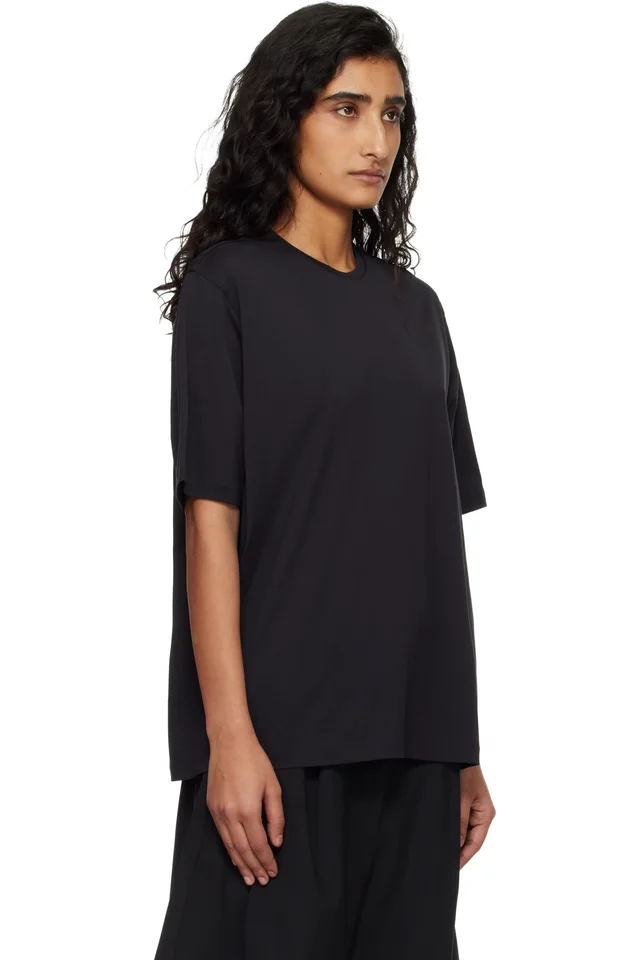 The Frankie Shop Black Harper Soft Organic T-shirt, photo 2 of 4 from SSENSE