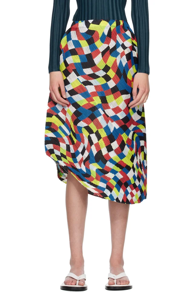 Multicolor Dancing Square Midi Skirt, image 1 of 1 from SSENSE