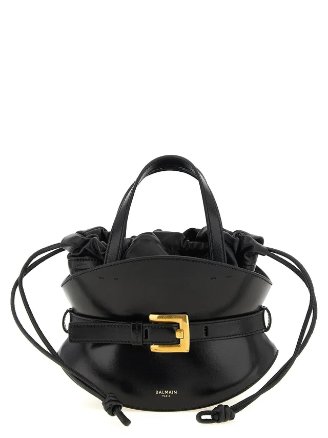 Balmain Shuffle Shoulder Bag — Black Smooth Calf Leather in Black Calfskin from HEWI