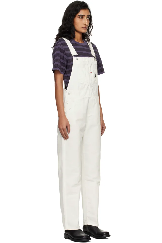 Carhartt Work In Progress White Bib Straight Overalls, photo 2 of 4 from SSENSE