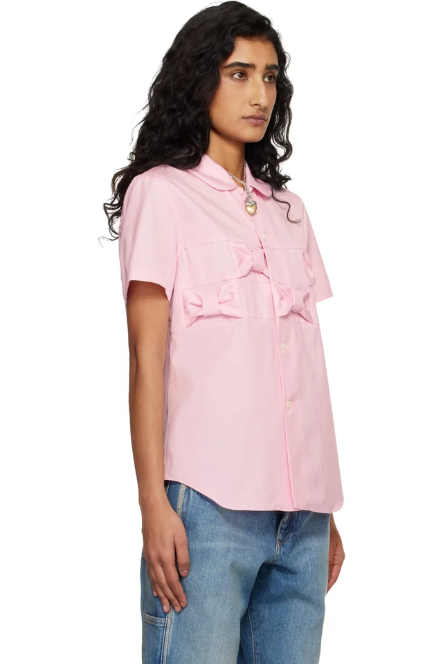 Comme des Garçons Girl Pink Cotton Broad Shirt, photo 2 of 4 from SSENSE