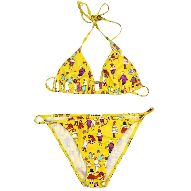 Chanel 2001 Swimwear Swimsuit Yellow #40 in Yellow from AMORE Vintage Tokyo
