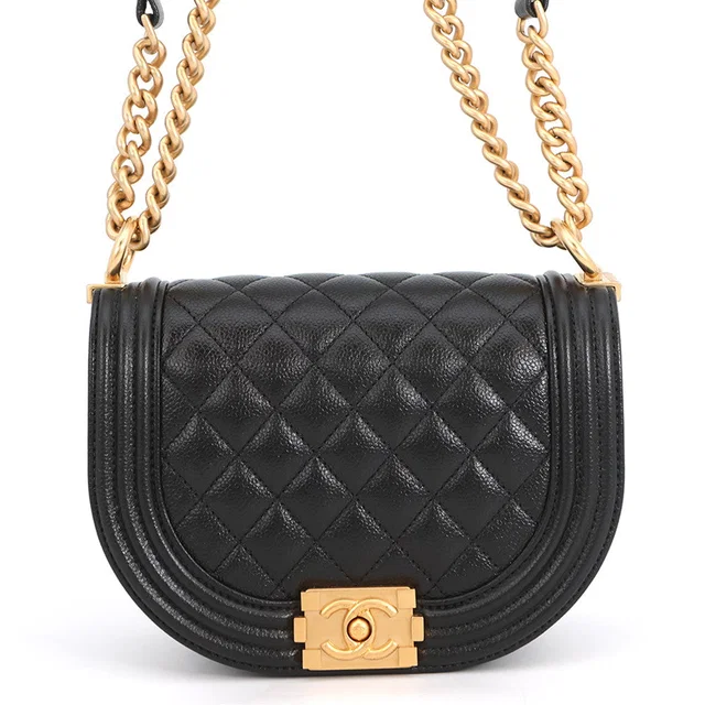 Boy Chanel Half Moon Shoulder Bag BlackAS3350 Caviar Leather Size Small in Caviar leather from GALLERY RARE