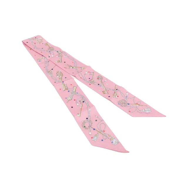 Hermès les Cles a Pois Twilly Scarf in Silk from The Reluxe