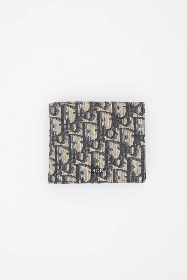 Dior 2022 Oblique Jacquard Bifold Wallet in Canvas from VSP Consignment